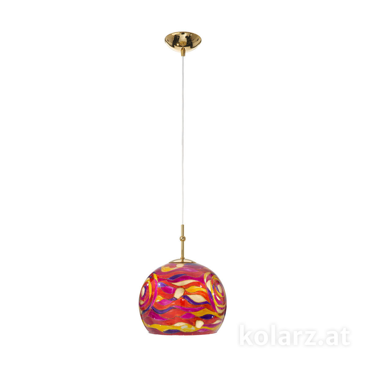 KOLARZ-Austrolux LeuchtenHängeleuchte LUNA, Gold 24K, Aqua Red D 20 cm, max. Höhe 200 cm, 1 flg., E27, 60 W