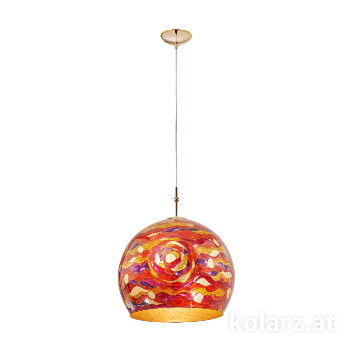 KOLARZ-Austrolux LeuchtenHängeleuchte LUNA, Gold 24K, Aqua Red D 40 cm, max. Höhe 200 cm, 1 flg., E27, 60 W