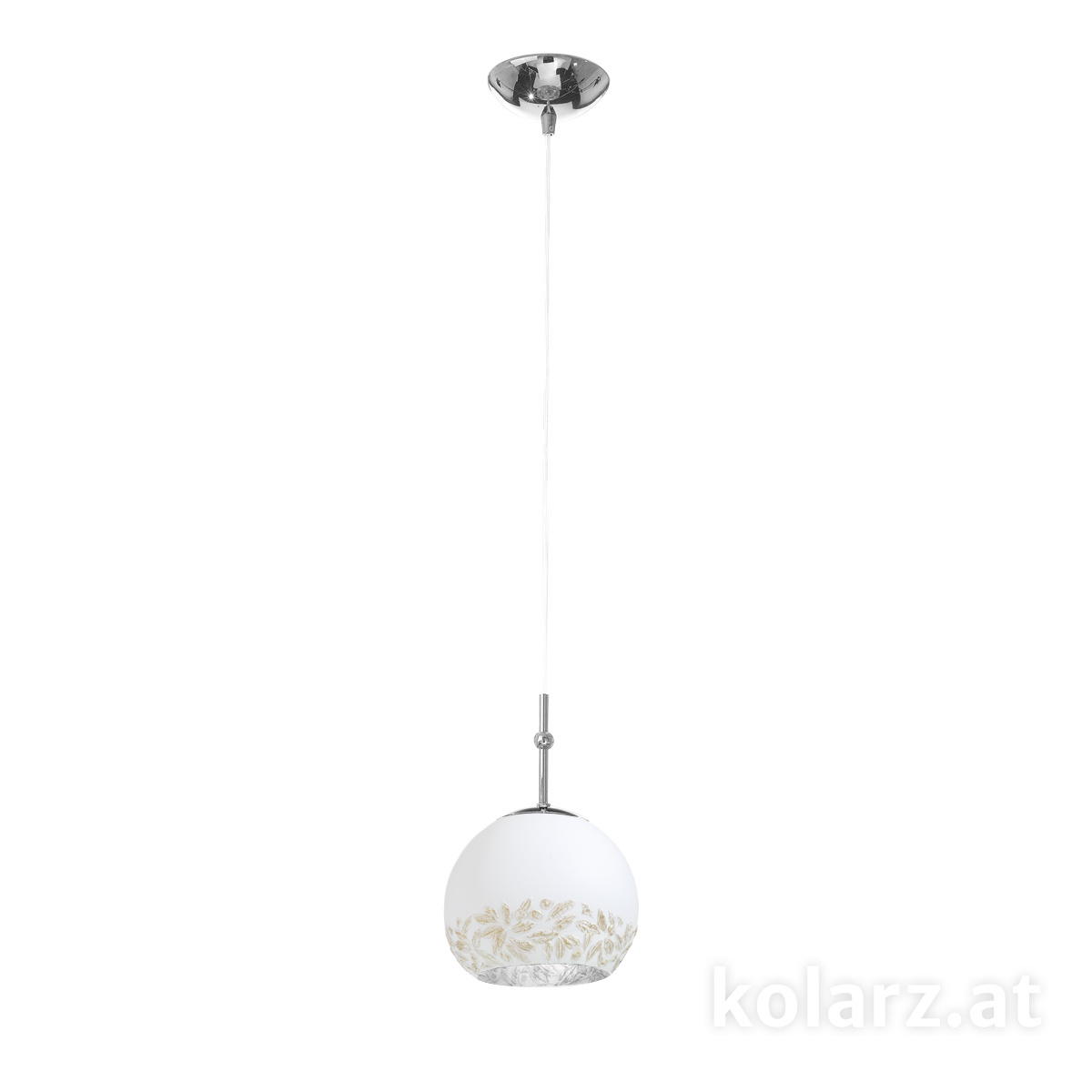 KOLARZ-Austrolux LeuchtenHängeleuchte LUNA, Chrom, Liberta Weiß/Gold D 20 cm, max. Höhe 200 cm, 1 flg., E27, 60 W