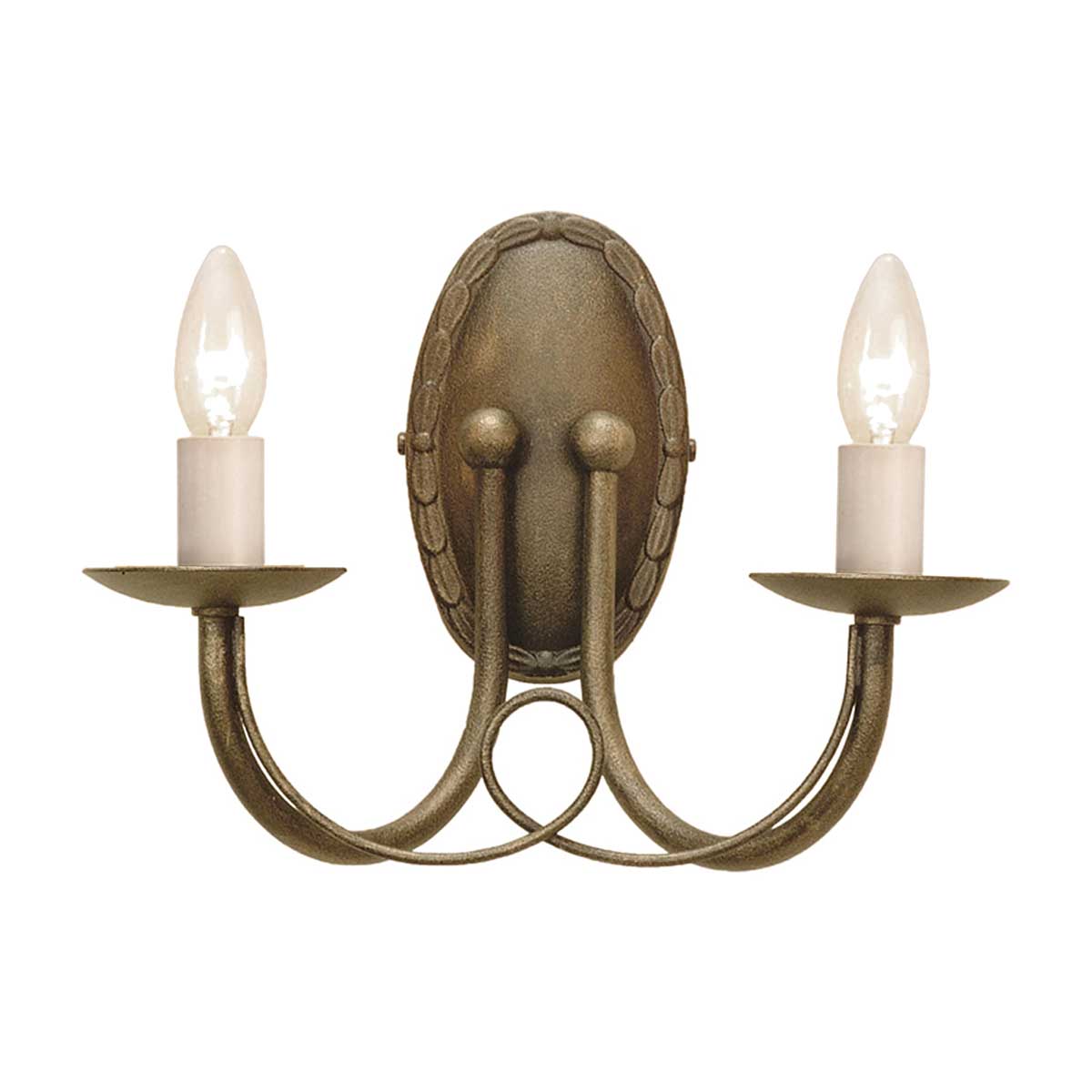 Elstead - MN2-BLK-GOLD - Minster 2 Işıklı Duvar Lambası - Siyah/ Altın Patina