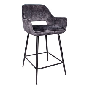 Fal LOW Velvet Bar taburesi antrasit siyah metal ayaklı