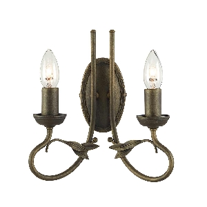 Olivia 2 Işıklı Duvar Lambası - Siyah/Altın Patina