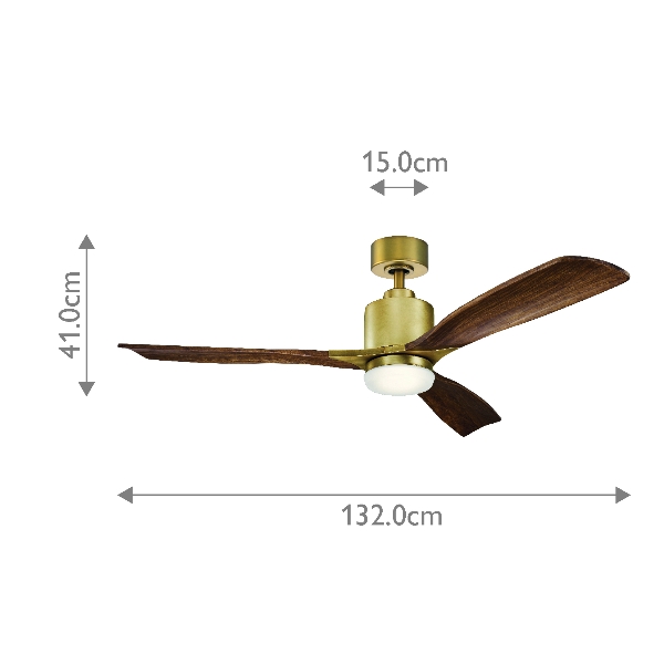 Ridley II - 52in / 132cm Vantilatör - Doğal pirinç der Firma Elstead