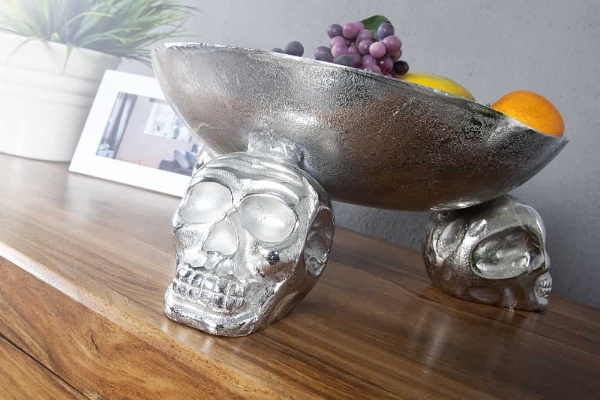 Meyve kasesi SKULL 35 cm alüminyum gümüş renginde der Firma Casa Élite