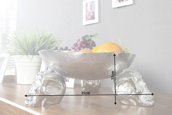 Meyve kasesi SKULL 35 cm alüminyum gümüş renginde der Firma Casa Élite