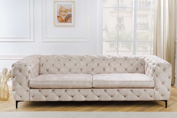 Kanepe MODERN BAROCK 240cm 3 kişilik kadife şampanya renginde Chesterfield tarzında der Firma Casa Élite